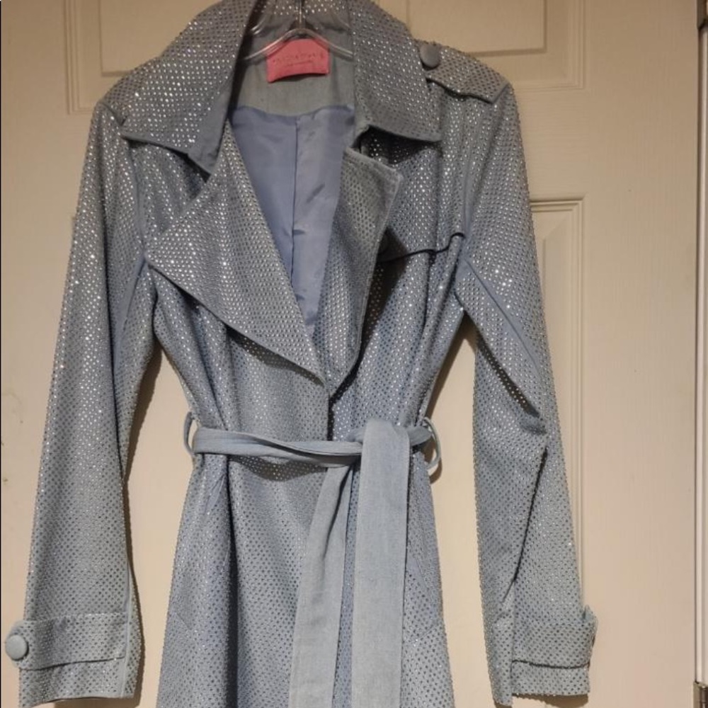 Light Blue Jean Rhinestone Coat